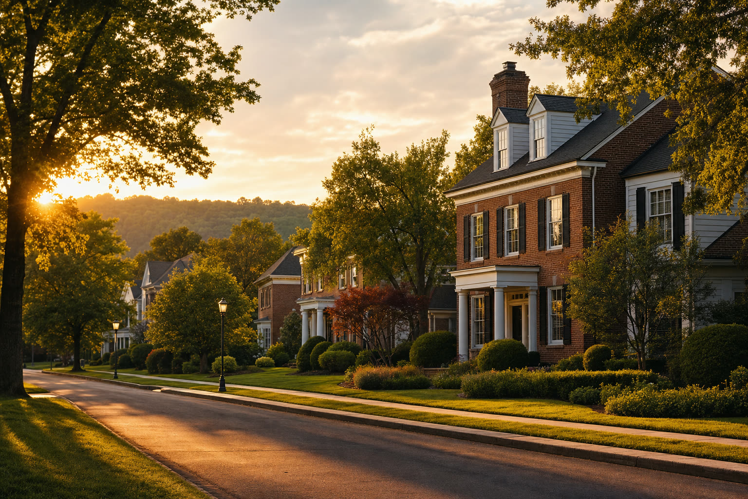 Tree-lined neighborhood street in St. Clairsville, Ohio — home of Goodman Properties since 1957