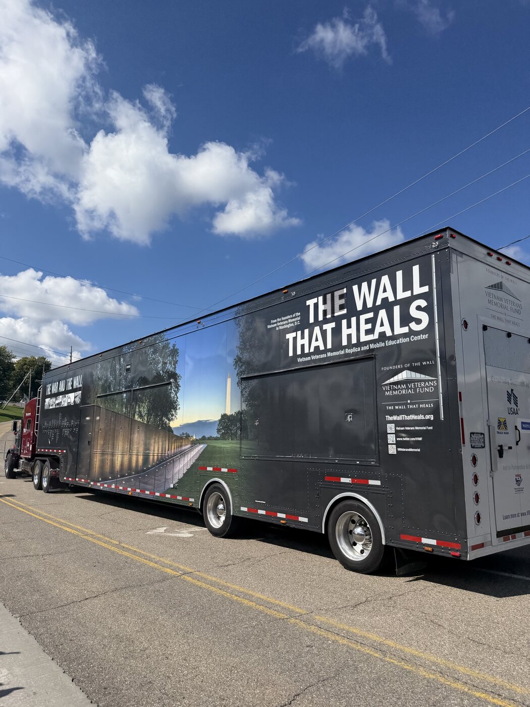 The Wall That Heals trailer on the street during the Belmont County welcome